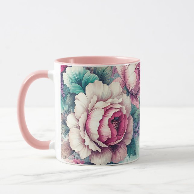 Watercolor Roses Floral Mug (Left)