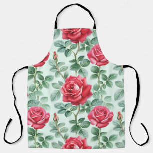 Watercolor Roses: Floral Seamless Illustration. Apron