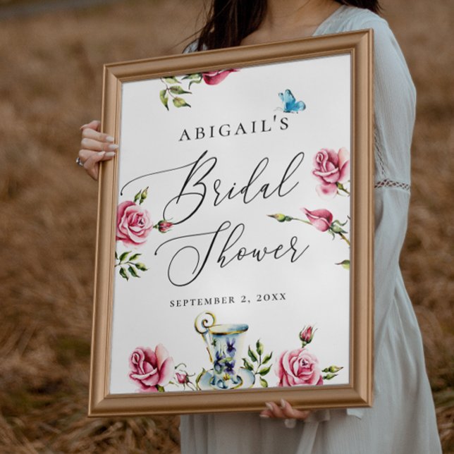 Watercolor roses floral welcome bridal shower poster (Creator Uploaded)