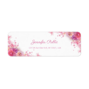 Watercolor Roses Flowers Chic Handwritten Script