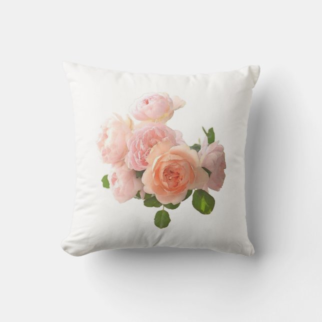 Watercolor Roses Flowers Elegant Floral Template Cushion (Front)