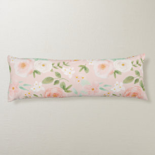 Watercolor Roses Flowers in Pink and Peach Body Cushion