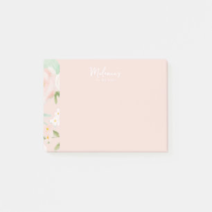 Watercolor Roses Flowers in Pink and Peach Post-it Notes