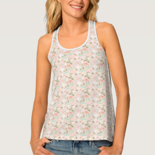 Watercolor Roses Flowers in Pink and Peach Tank Top