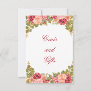 Watercolor Roses Glitter Cards & Gifts Table Card