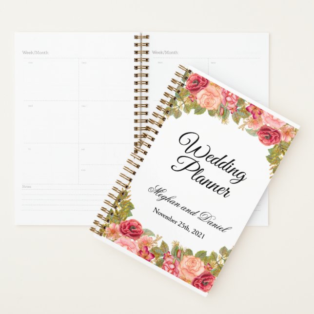 Watercolor Roses & Glitter Wedding Planner (Display)