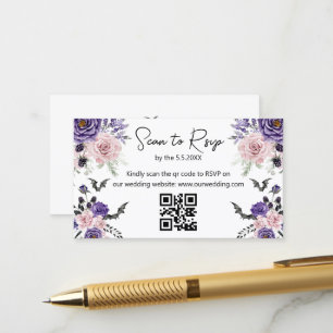 watercolor roses halloween rsvp qr code wedding enclosure card