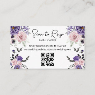 watercolor roses halloween rsvp qr code wedding enclosure card