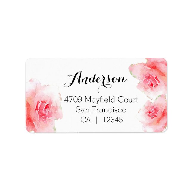 Watercolor roses large address labels (Front)