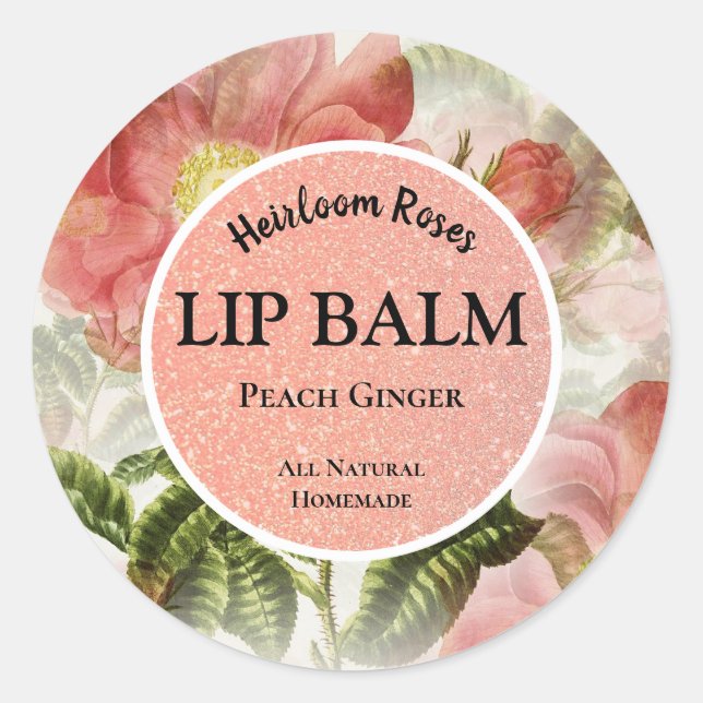 Watercolor Roses Lip Balm Product Stickers (Front)