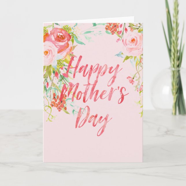Watercolor Roses Mother's Day Card (Front)