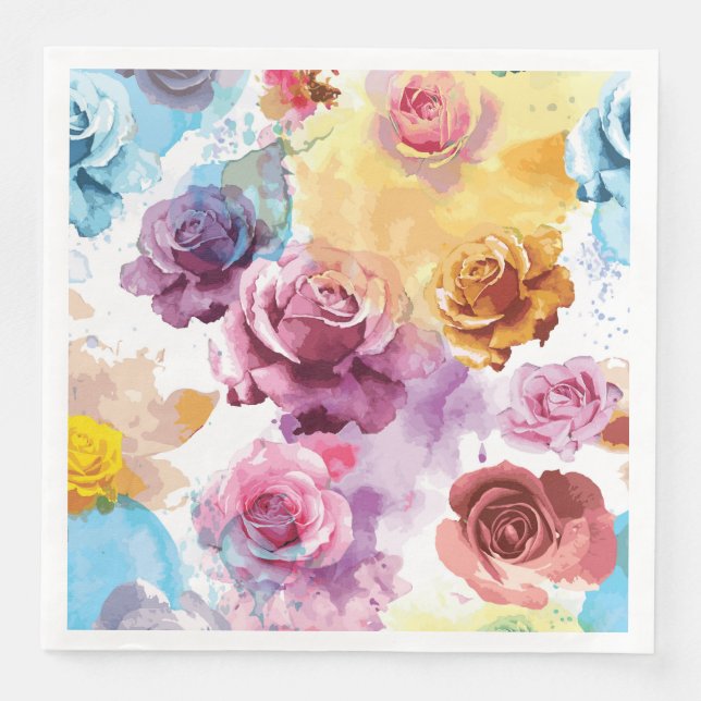 Watercolor Roses Napkin (Front)
