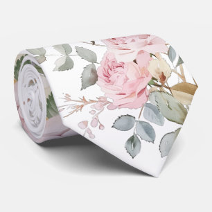 Watercolor roses neck tie