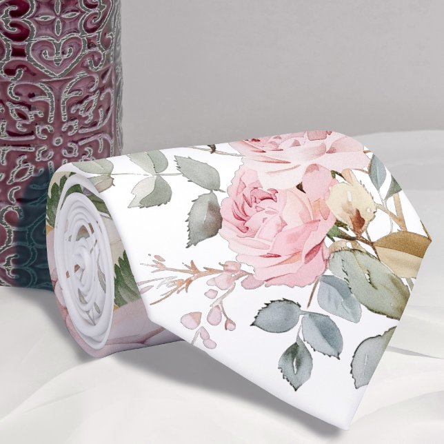 Watercolor roses neck tie (Creator Uploaded)