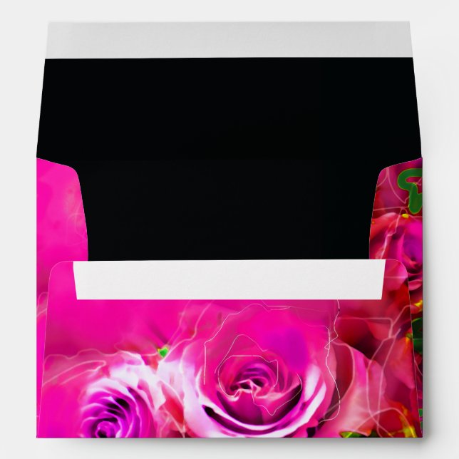 WATERCOLOR ROSES NEON Bar Bat Invitation Envelope (Back (Bottom))