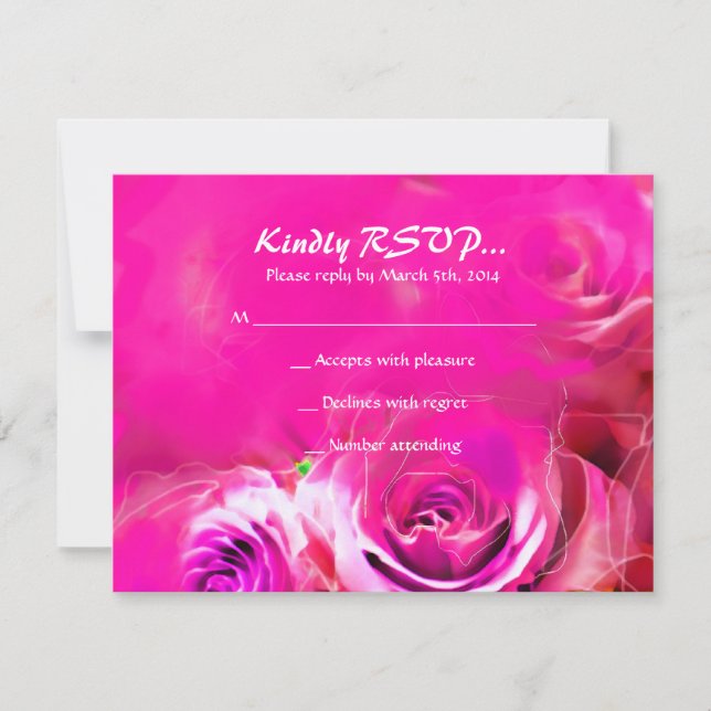 WATERCOLOR ROSES NEON Bat Mitzvah RSVP Card (Front)