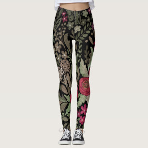 Watercolor roses, on a black background, watercolo leggings