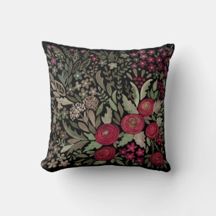 Watercolor roses on a black background, watercolor cushion