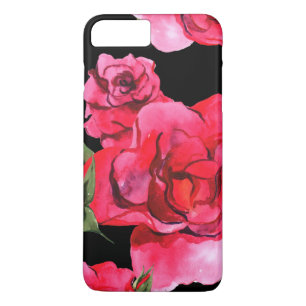 Watercolor Roses on Black iPhone 8 Plus/7 Plus Case