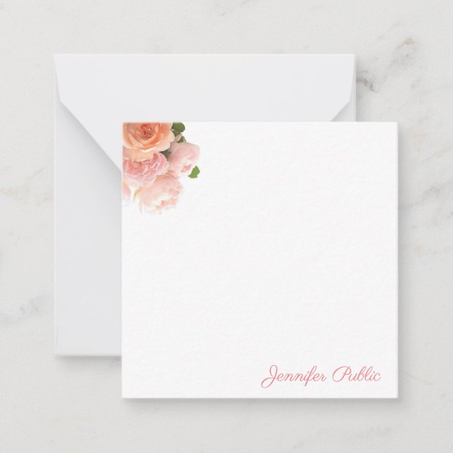 Watercolor Roses Pastel Colours Handwritten Trendy Card (Front)