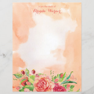 Watercolor Roses Personal Stationery