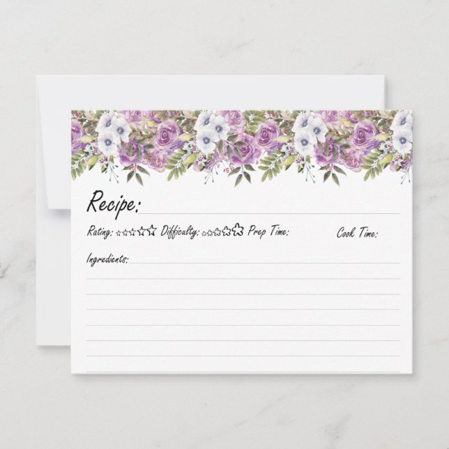 Watercolor Roses Personalised Floral Family Recipe (Front)