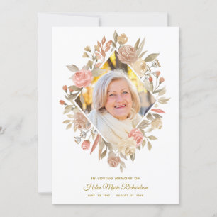 Watercolor Roses Photo Sympathy Funeral Thank you Card