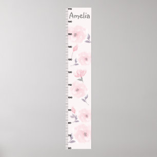 Watercolor Roses Pink Growth Chart Keep at 8x44!