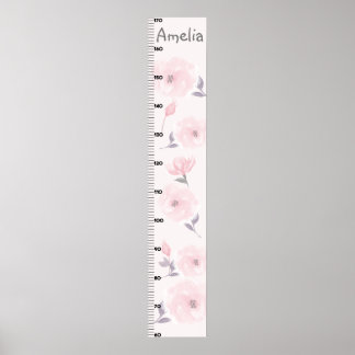 Watercolor Roses Pink Growth Chart Keep at 8x44!