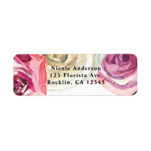 Watercolor Roses Pink & White Chic Bridal Shower