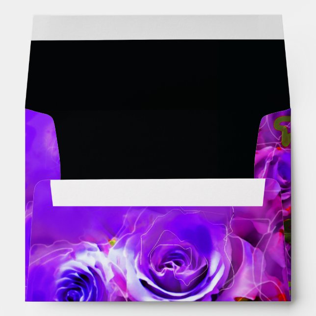 WATERCOLOR ROSES Purple Bat Invitation Envelope (Back (Bottom))