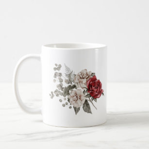 Watercolor Roses Spring Bouquet & Love Quote Coffee Mug