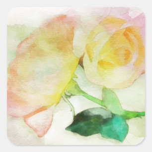 Watercolor Roses Square Sticker