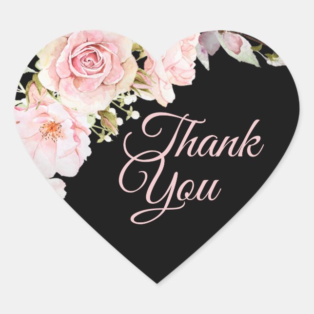Watercolor Roses Thank You Stickers (Front)