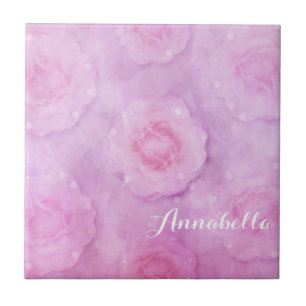 Watercolor roses tile
