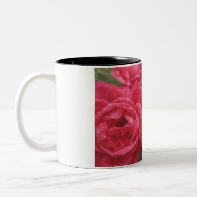 Watercolor Roses Two-Tone Coffee Mug (Left)