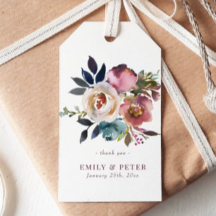 Watercolor Roses Wedding Bridal Shower Favour Gift Tags