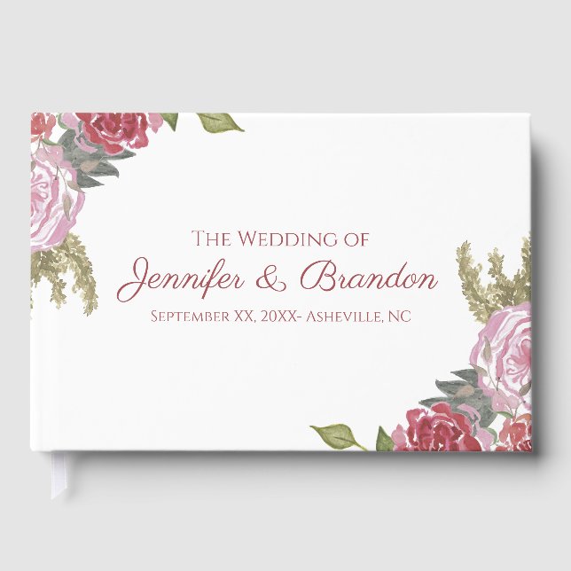 Watercolor Roses Wedding Guestbook (Front)
