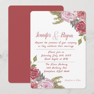 Watercolor Roses Wedding Invitation