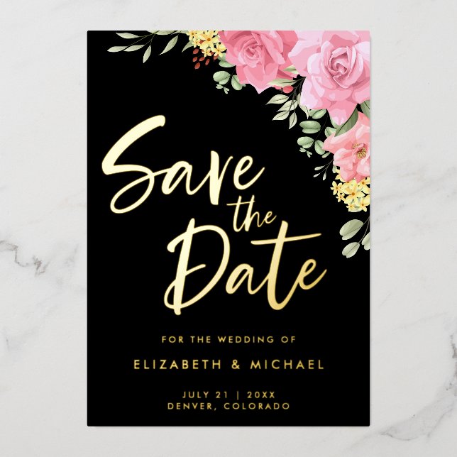 Watercolor Roses Wedding Save The Date Invitation (Front)