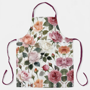 Watercolor Roses with a Soft Romantic Glow Apron