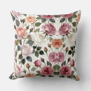 Watercolor Roses with a Soft Romantic Glow Cushion