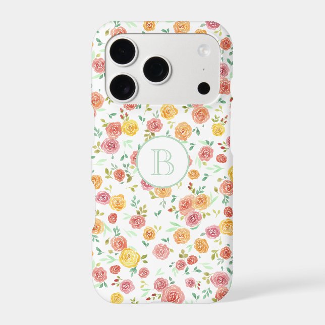 Watercolor Roses with Monogram (Back)