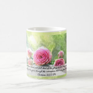 Watercolor Roses with Romans 3:23 & 24 Mug