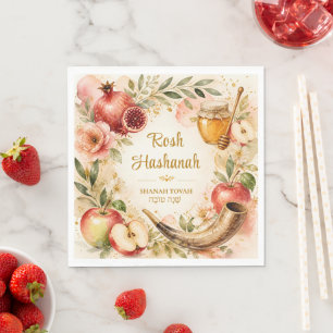 Watercolor Rosh Hashanah Shanah Tovah Napkin