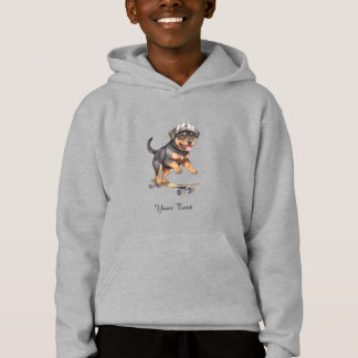Watercolor Rottweiler Kids Pullover Hoodie