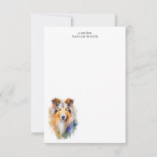 Watercolor Rough Collie Personalised Thank You Card