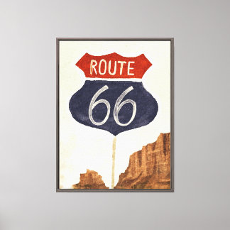 Watercolor Route 66 Framed Canvas Print