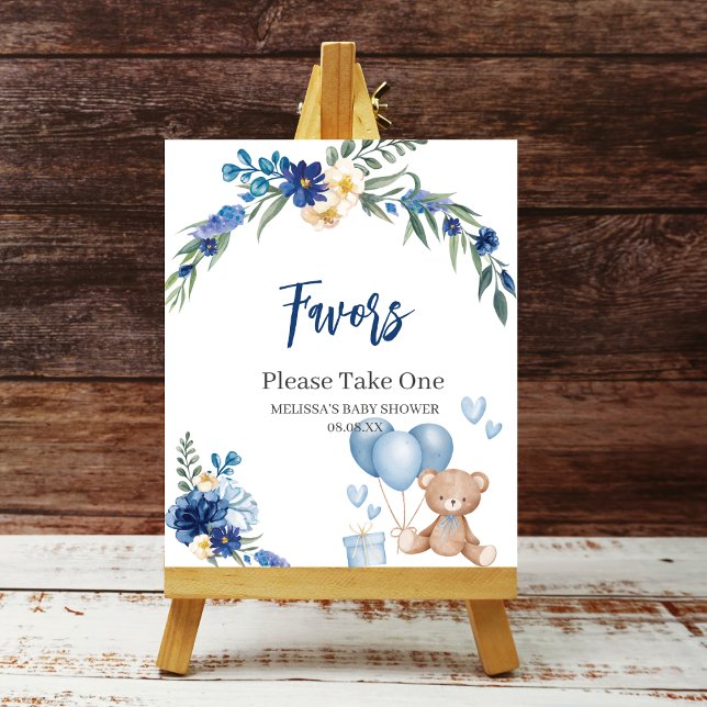 Watercolor Royal Blue Teddy Bear Balloon  Poster (Creator Uploaded)