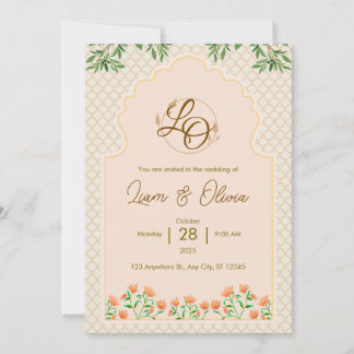 Watercolor royal wedding invitation card